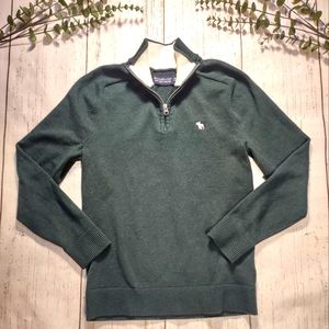 A&F Green Men's Quarter Zip Pullover Sweater